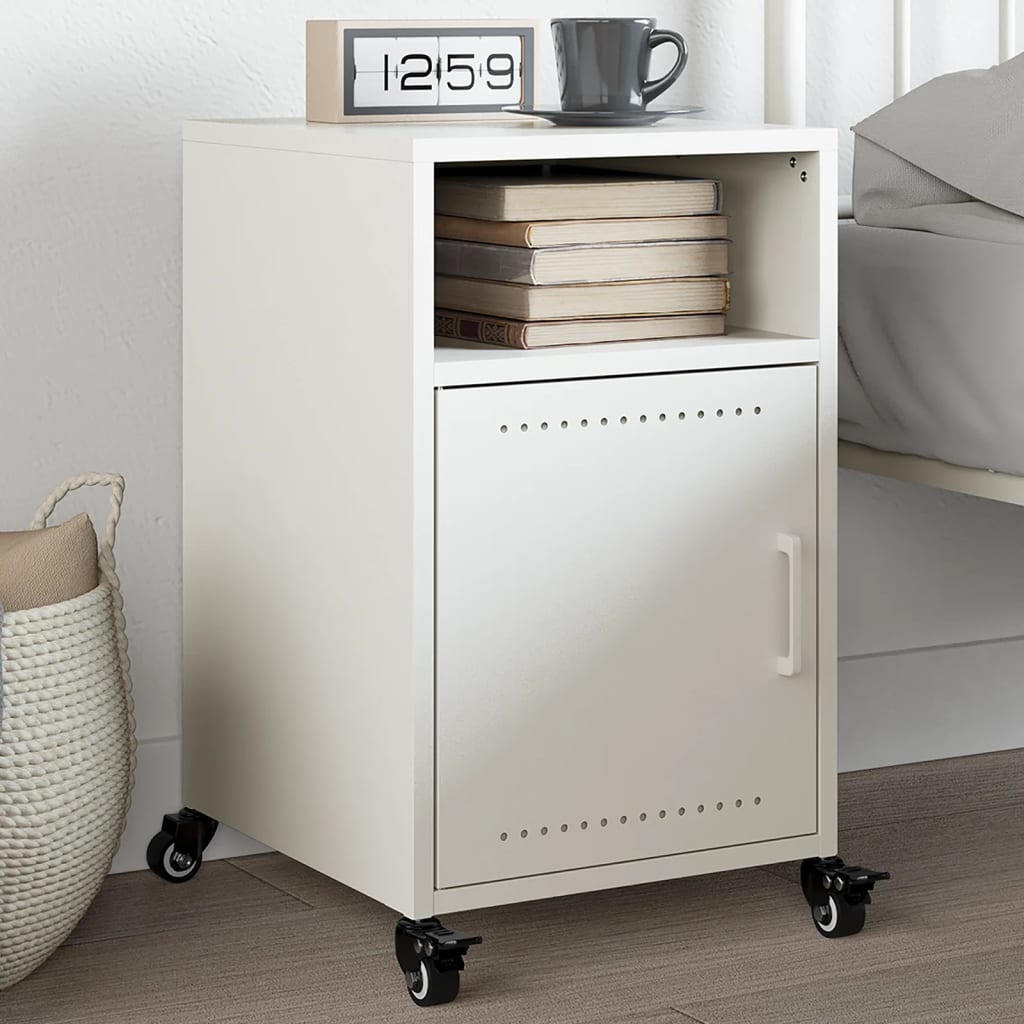 Bedside Cabinet White 36x39x59 cm Steel
