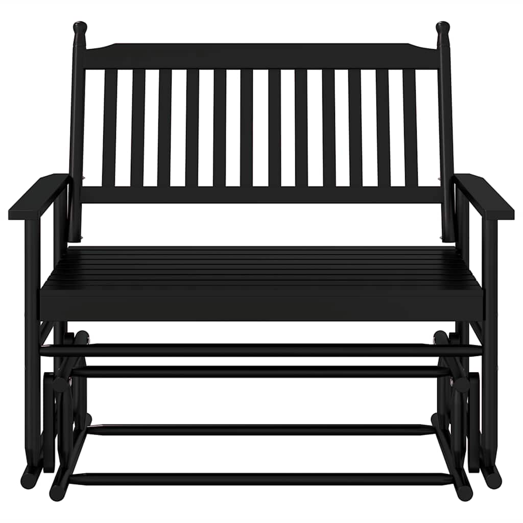 Glider Bench Black 118x70x104.5 cm Solid Wood Poplar