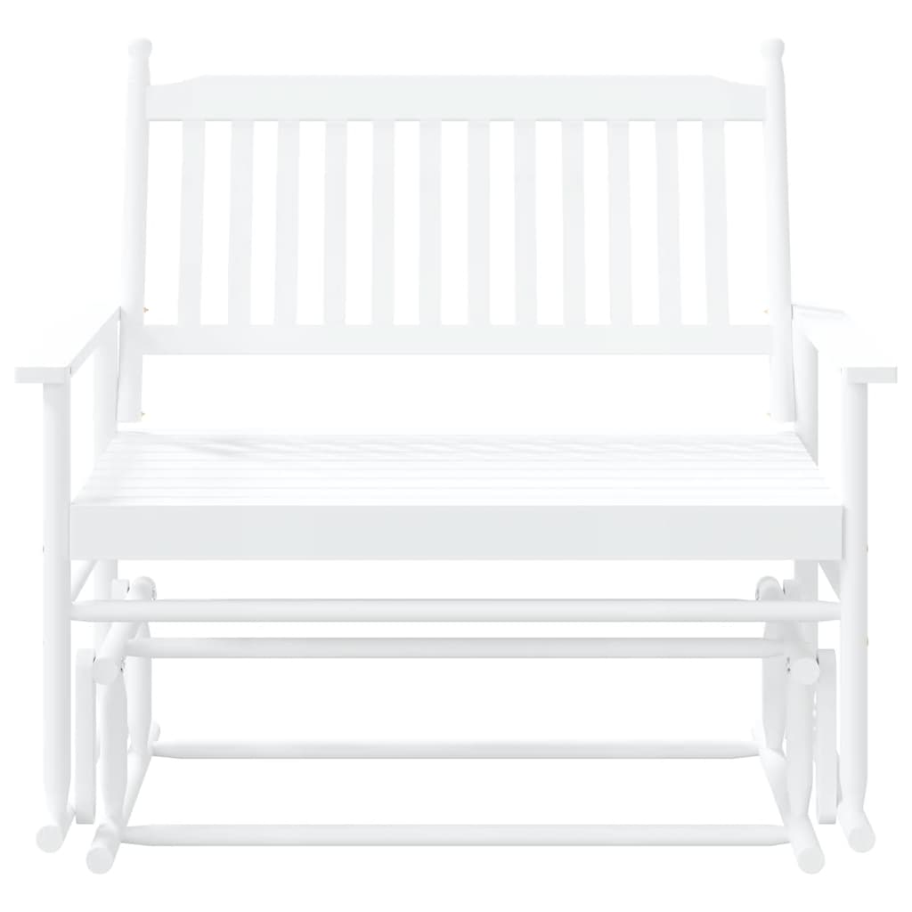 Glider Bench White 118x70x104.5 cm Solid Wood Poplar