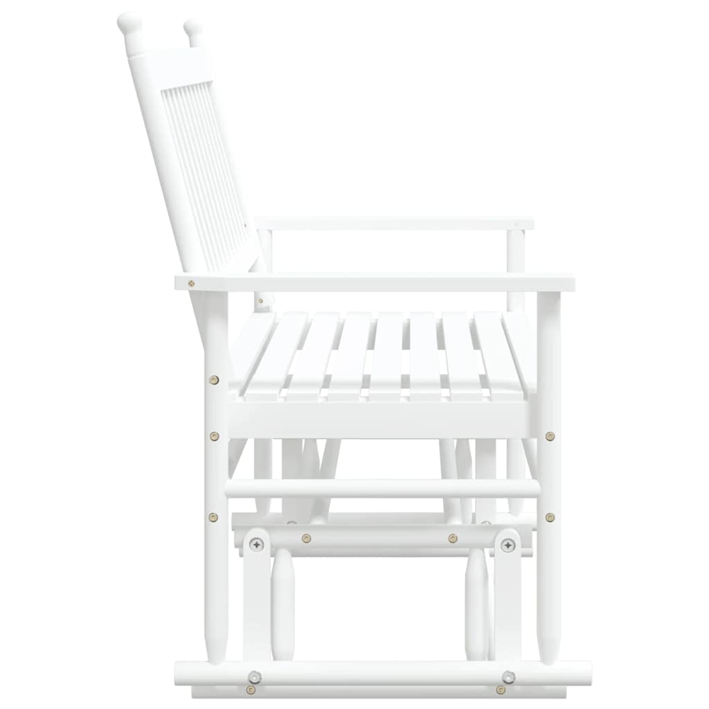 Glider Bench White 118x70x104.5 cm Solid Wood Poplar