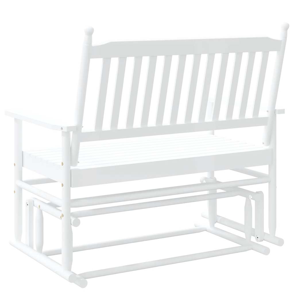 Glider Bench White 118x70x104.5 cm Solid Wood Poplar