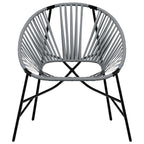 Garden Chair Set 3 pcs Black and Light Grey Poly Rattan