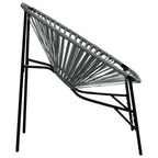 Garden Chair Set 3 pcs Black and Light Grey Poly Rattan