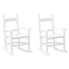 Rocking Chairs for Children 2 pcs White Solid Wood Poplar