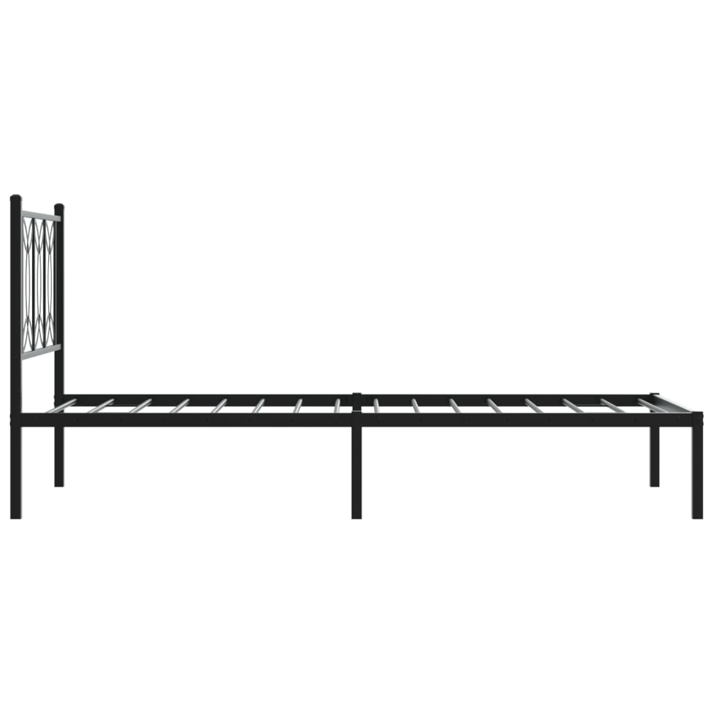 Metal Bed Frame without Mattress with Headboard Black 75x190cm