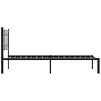 Metal Bed Frame without Mattress with Headboard Black 75x190cm