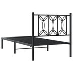 Metal Bed Frame without Mattress with Headboard Black 75x190cm