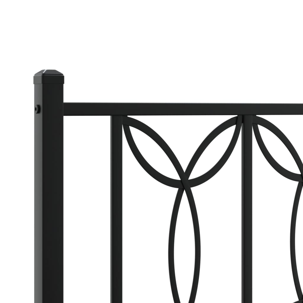 Metal Bed Frame without Mattress with Headboard Black 75x190cm