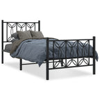 Metal Bed Frame without Mattress with Footboard Black 80x200cm