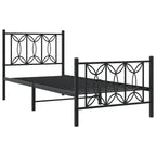 Metal Bed Frame without Mattress with Footboard Black 80x200cm