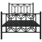 Metal Bed Frame without Mattress with Footboard Black 80x200cm