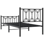 Metal Bed Frame without Mattress with Footboard Black 80x200cm