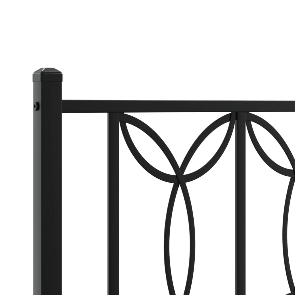Metal Bed Frame without Mattress with Footboard Black 80x200cm