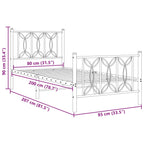 Metal Bed Frame without Mattress with Footboard Black 80x200cm