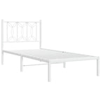 Metal Bed Frame without Mattress with Headboard White 75x190cm