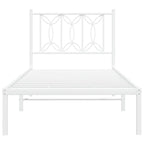 Metal Bed Frame without Mattress with Headboard White 75x190cm