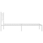 Metal Bed Frame without Mattress with Headboard White 75x190cm