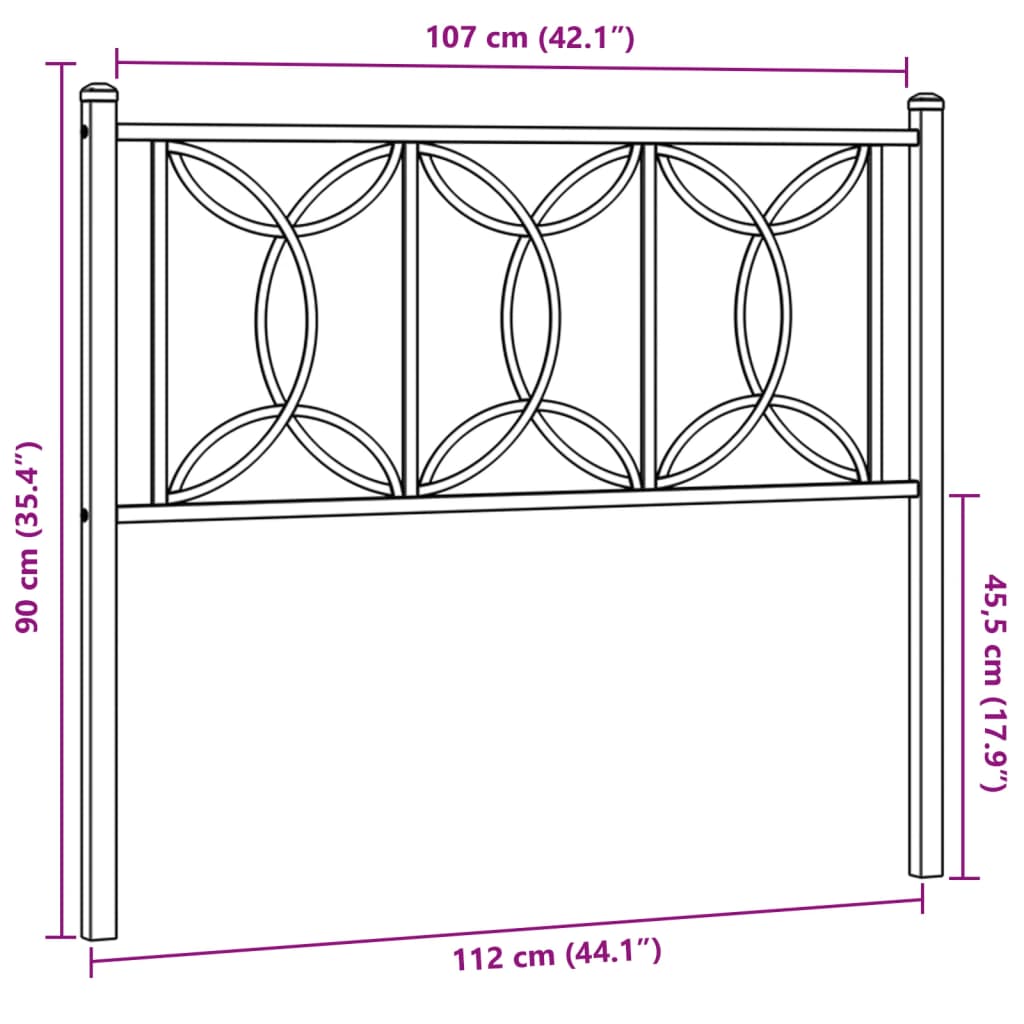 Metal Headboard White 107 cm