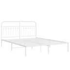Metal Bed Frame without Mattress with Headboard White 150x200cm