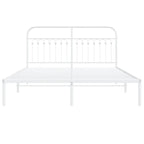 Metal Bed Frame without Mattress with Headboard White 150x200cm