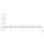 Metal Bed Frame without Mattress with Headboard White 150x200cm
