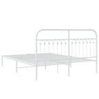 Metal Bed Frame without Mattress with Headboard White 150x200cm