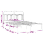 Metal Bed Frame without Mattress with Headboard White 150x200cm