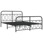Metal Bed Frame without Mattress with Footboard Black 150x200cm