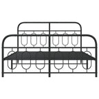 Metal Bed Frame without Mattress with Footboard Black 150x200cm