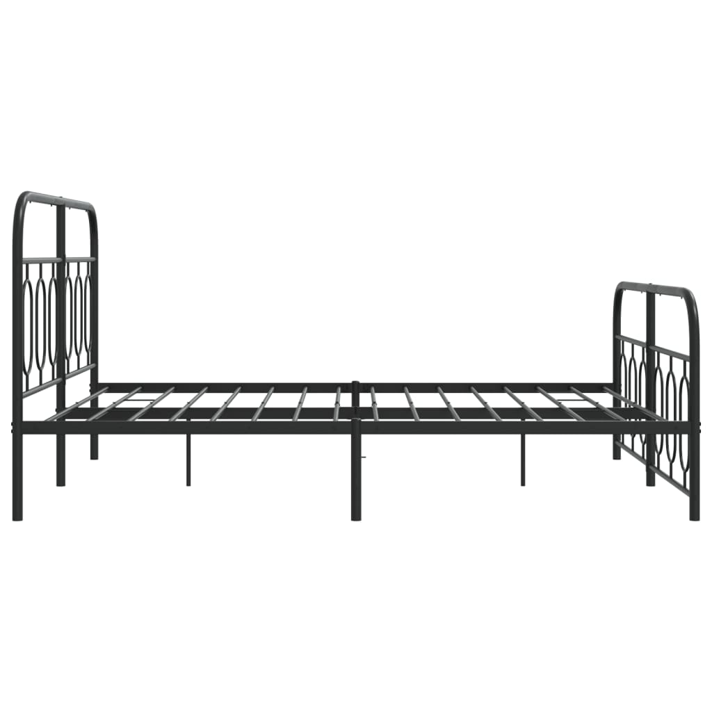 Metal Bed Frame without Mattress with Footboard Black 150x200cm