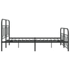 Metal Bed Frame without Mattress with Footboard Black 150x200cm