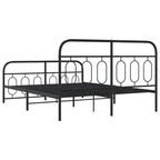 Metal Bed Frame without Mattress with Footboard Black 150x200cm