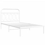 Metal Bed Frame without Mattress with Headboard White 100x190cm