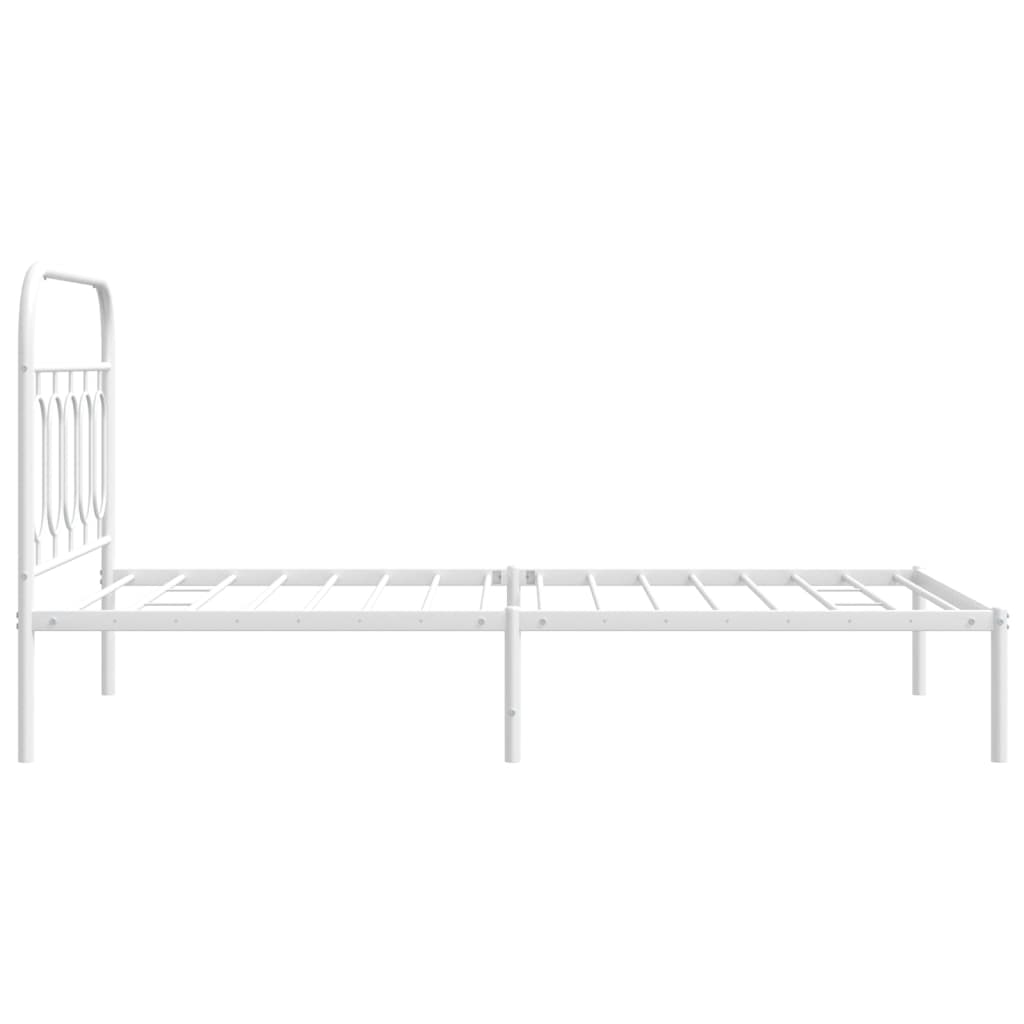 Metal Bed Frame without Mattress with Headboard White 100x190cm