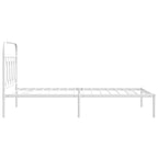 Metal Bed Frame without Mattress with Headboard White 100x190cm