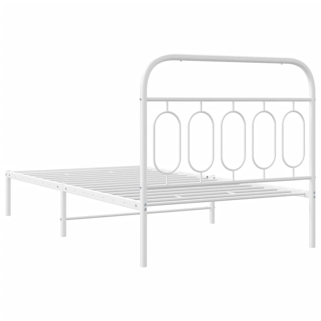 Metal Bed Frame without Mattress with Headboard White 100x190cm