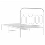 Metal Bed Frame without Mattress with Headboard White 100x190cm
