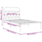 Metal Bed Frame without Mattress with Headboard White 100x190cm