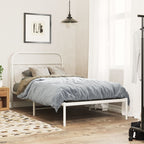 Metal Bed Frame without Mattress with Headboard White 100x190cm