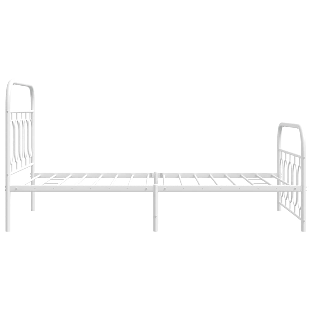 Metal Bed Frame without Mattress with Footboard White 107x203cm