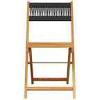 3 Piece Bistro Set Black Polypropylene and Solid Wood