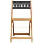 3 Piece Bistro Set Black Polypropylene and Solid Wood