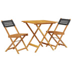 3 Piece Bistro Set Black Poly Rattan and Solid Wood
