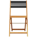 3 Piece Bistro Set Black Polypropylene and Solid Wood