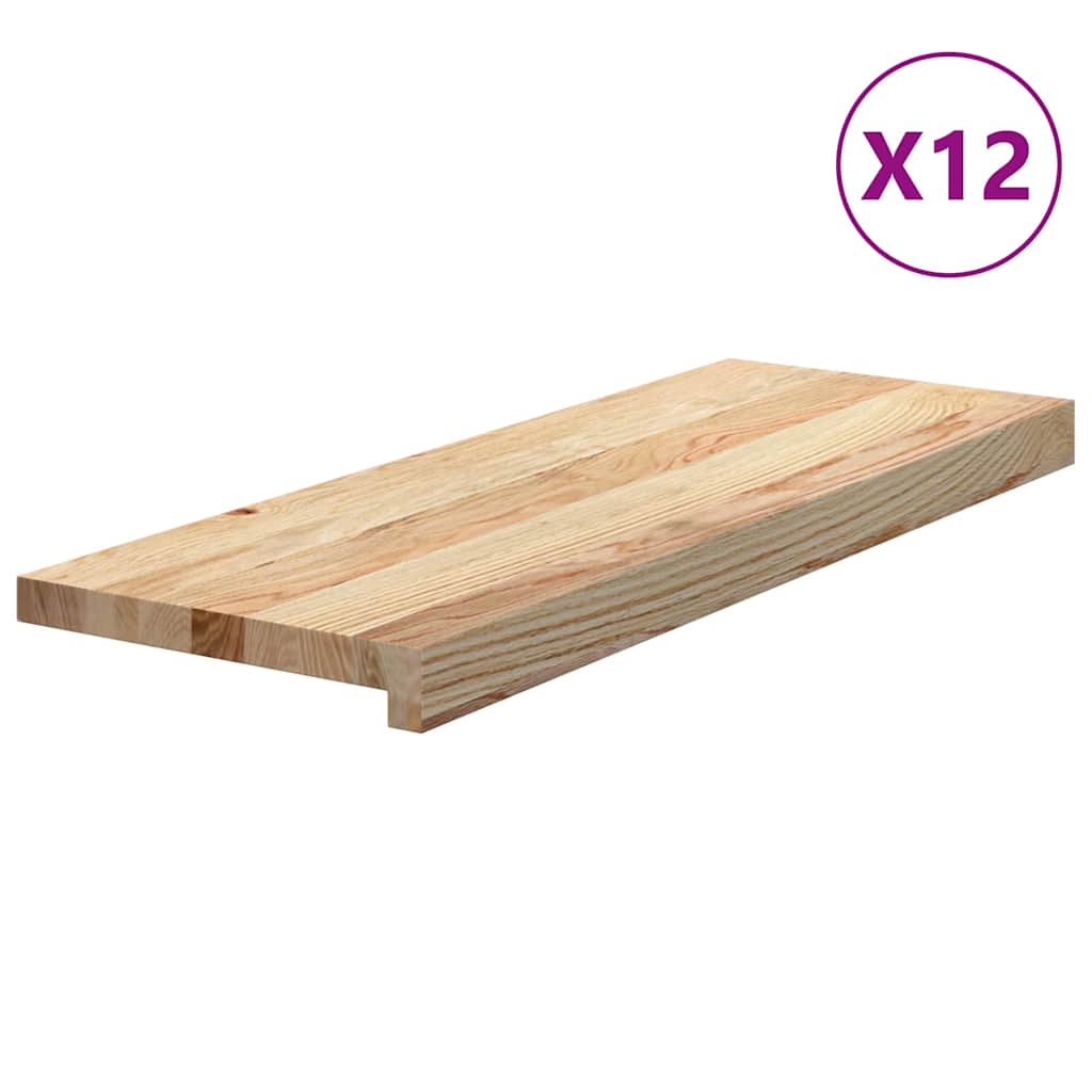 Stair Treads 12 pcs Untreated 70x25x2 cm Solid Wood Oak