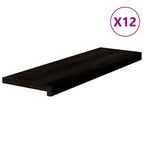 Stair Treads 12 pcs Dark Brown 80x25x2 cm Solid Wood Oak