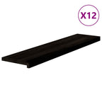 Stair Treads 12 pcs Dark Brown 110x25x2 cm Solid Wood Oak