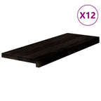 Stair Treads 12 pcs Dark Brown 70x30x2 cm Solid Wood Oak