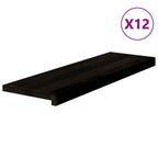 Stair Treads 12 pcs Dark Brown 80x30x2 cm Solid Wood Oak