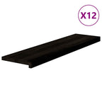 Stair Treads 12 pcs Dark Brown 100x30x2 cm Solid Wood Oak